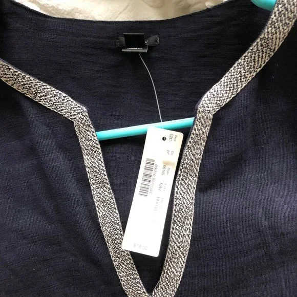 Adorable J CREW Navy dress or coverup, piping, size small, NWT! - Picture 4 of 5